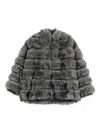 Betta Corradi Oversized Faux Fur Jacket In Gray