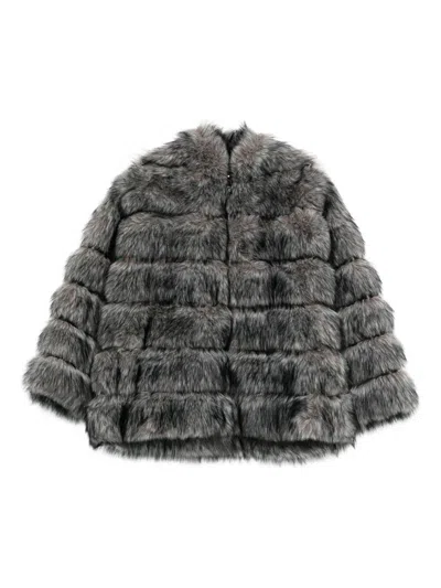 Betta Corradi Oversized Faux Fur Jacket In Gray