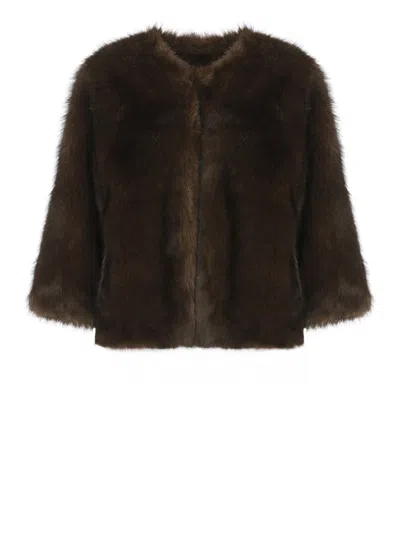 Betta Corradi Faux-fur Jacket In Brown