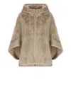 Betta Corradi Faux-fur Hooded Three-quarter Sleeve Jacket In Green