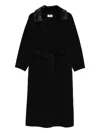 Betta Corradi Contrasting-collar Belted Coat In Black