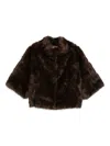 Betta Corradi Cropped Faux Fur Coat In Brown