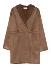 Betta Corradi Double-breasted Fleece-lined Coat In Brown