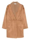 Betta Corradi Double-breasted Fleece-lined Coat In Brown