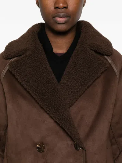 Betta Corradi Double-breasted Reversible Coat In Brown