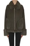 Betta Corradi Eco-suede Jacket With Eco-fur In Brown