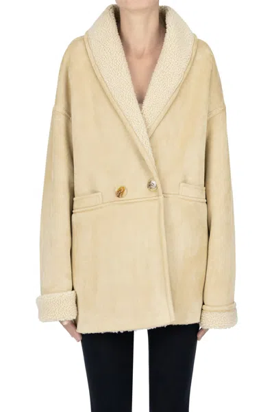 Betta Corradi Eco-shearling Coat In Beige