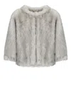 Betta Corradi Open-front Faux-fur Jacket In Gray