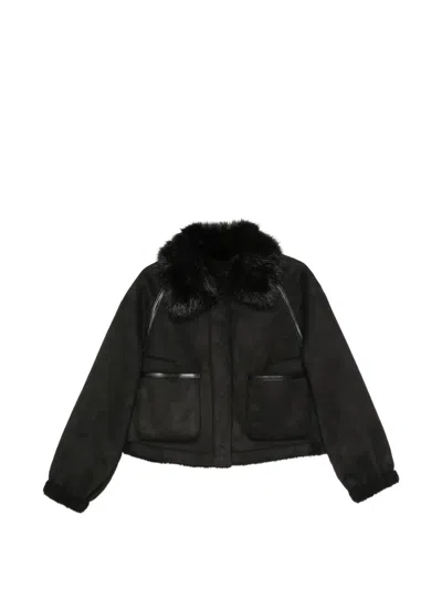 Betta Corradi Faux-fur Collar Cropped Jacket In Black