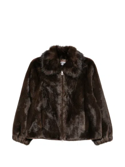 Betta Corradi Faux-fur Collar Jacket In Brown