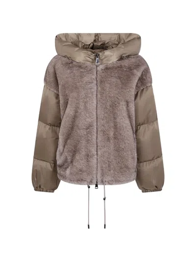 Betta Corradi Faux-fur Hooded Coat In Gray