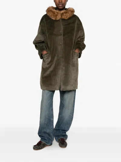 Betta Corradi Faux-fur Hooded Coat In Green