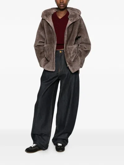 Betta Corradi Faux-fur Hooded Jacket In Brown