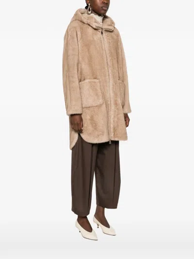 Betta Corradi Faux-fur Hooded Jacket In Neutral