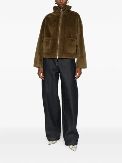 Betta Corradi Faux-fur Panelled Jacket In Green