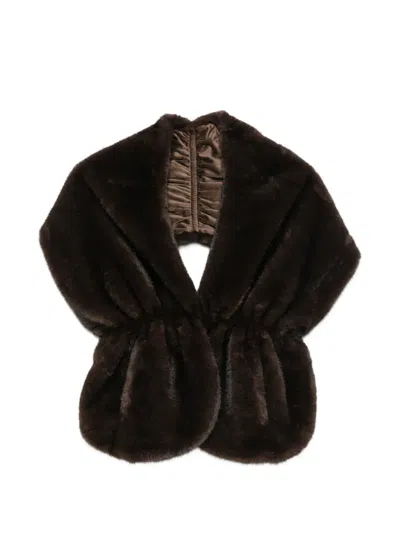 Betta Corradi Faux-fur Ruched Scarf In Orange