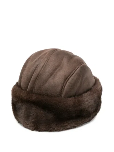 Betta Corradi Faux-fur Trim Beanie Hat In Brown