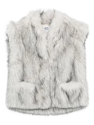 Betta Corradi Sleeveless Faux Fur Jacket In Gray