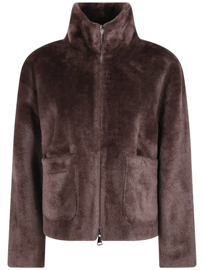 Betta Corradi Jacket High Neck Zipped "shao" In Brown