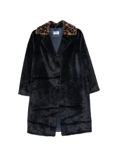 Betta Corradi Leopard-print Collar Faux-fur Coat In Black