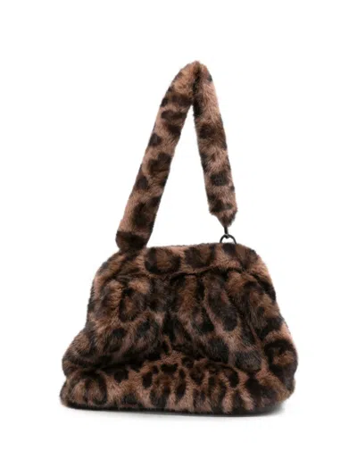 Betta Corradi Leopard-print Faux-fur Clutch Bag In Red