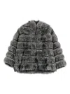 Betta Corradi Oversized Faux Fur Jacket In Gray