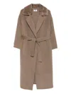 Betta Corradi Panelled-collar Belted Coat In Brown