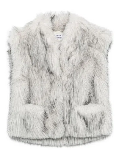 Betta Corradi Sleeveless Faux Fur Jacket In Gray