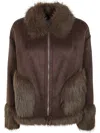 Betta Corradi Brown Jacket With Zip And Fur In Brown