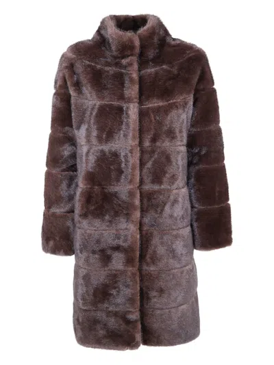 Betta Corradi Quilted Faux-fur Coat In Brown