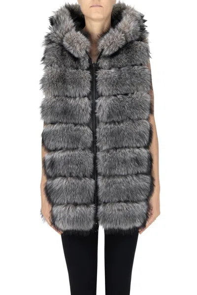 Betta Corradi Reversible Eco-fur Gilet In Gray