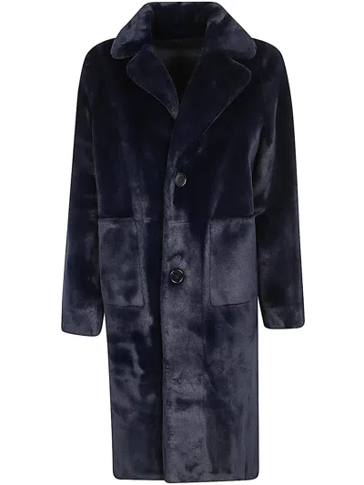 Betta Corradi Reversible Monocrome Coat In Blue