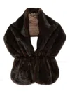 Betta Corradi Brown Faux Fur Coat With Gathered Waist In Brown