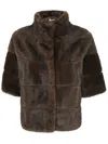 Betta Corradi Standard Collar Short Jacket In Brown