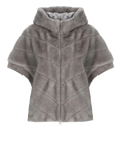 Betta Corradi Synthetic Fur Jacket In Gray