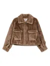 Betta Corradi Tailored Brown Coat With Plush Texture In Brown