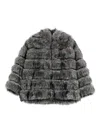 Betta Corradi Textured Grey Coat With High Collar In Multi