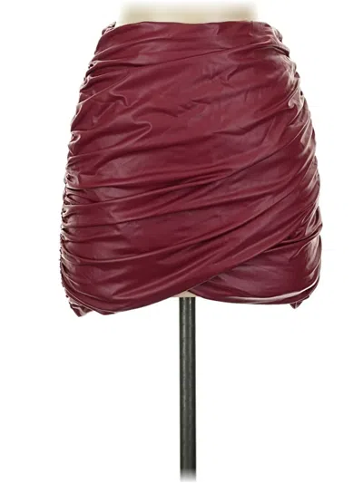Pre-owned Better Be Faux Leather Skirt In Burgundy