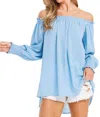 Better Be Feeling Blue Off Shoulder Top In Baby Blue In Blue