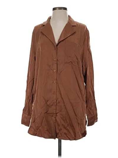 Pre-owned Better Be Long Sleeve Blouse In Brown