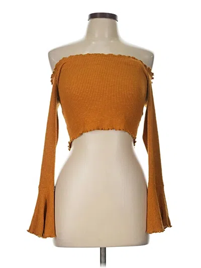 Pre-owned Better Be Long Sleeve Top Orange Strapless Neckline Tops