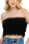 Better Be Ruffled Tulle Tube Top In Black In Black