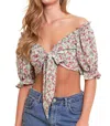 Better Be Sweet Talk Floral Crop Top In Green In Green