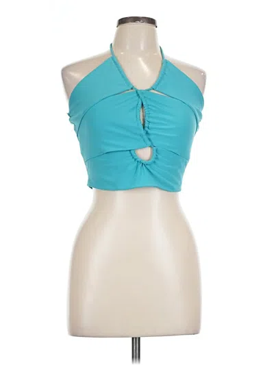 Pre-owned Better Be Tank Top Teal Halter Neckline Tops In Blue