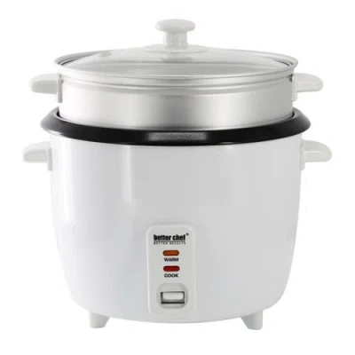 Better Chef 10 Cup Ceramic Bowl Rice Cooker With Steamer Attachment In White