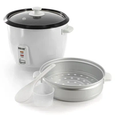 Better Chef 10 Cup Ceramic Bowl Rice Cooker With Steamer Attachment In White