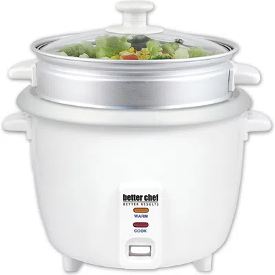 Better Chef 10 Cup Rice Cooker With Food Steamer Attachment In White