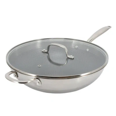 Better Chef 12.5" Stainless Steel Nonstick Wok With Lid In Silver