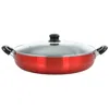 Better Chef 14 Inch Red Aluminum Deep Fryer Pan With Glass Lid In Red