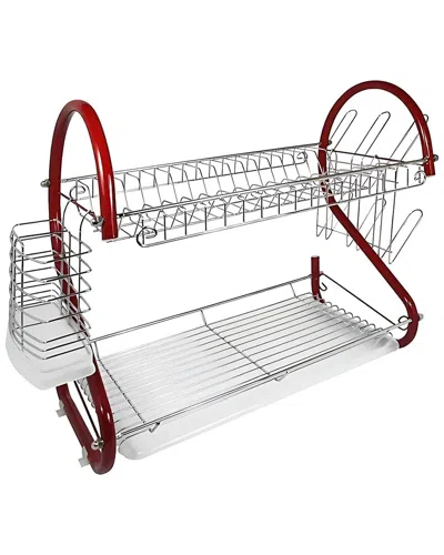 Better Chef 22-inch 2-tier Chrome Dish Rack In Red